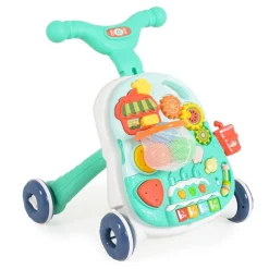 Moni Lauflernwagen 2 in 1 Korb, Musikfunktion, Spieltisch, Bälle, Spielcenter türkis