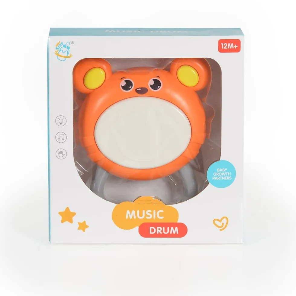 Moni Musikspielzeug Trommelbär MBX05-2, Musik, Trommelgeräusche, Tierstimmen orange