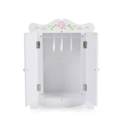 Moni Puppenkleiderschrank PH12B011, Holz, Maße 42,5 x 22 x 57 cm, 3 Kleiderbügel weiß
