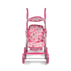 Moni Puppenwagen Flower Garden, Rückenlehne und Griffe verstellbar klappbar Korb pink