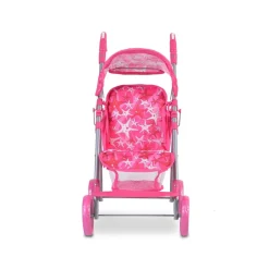 Moni Puppenwagen Stars 9351 faltbar, Rückenlehne und Schiebegriffe verstellbar pink