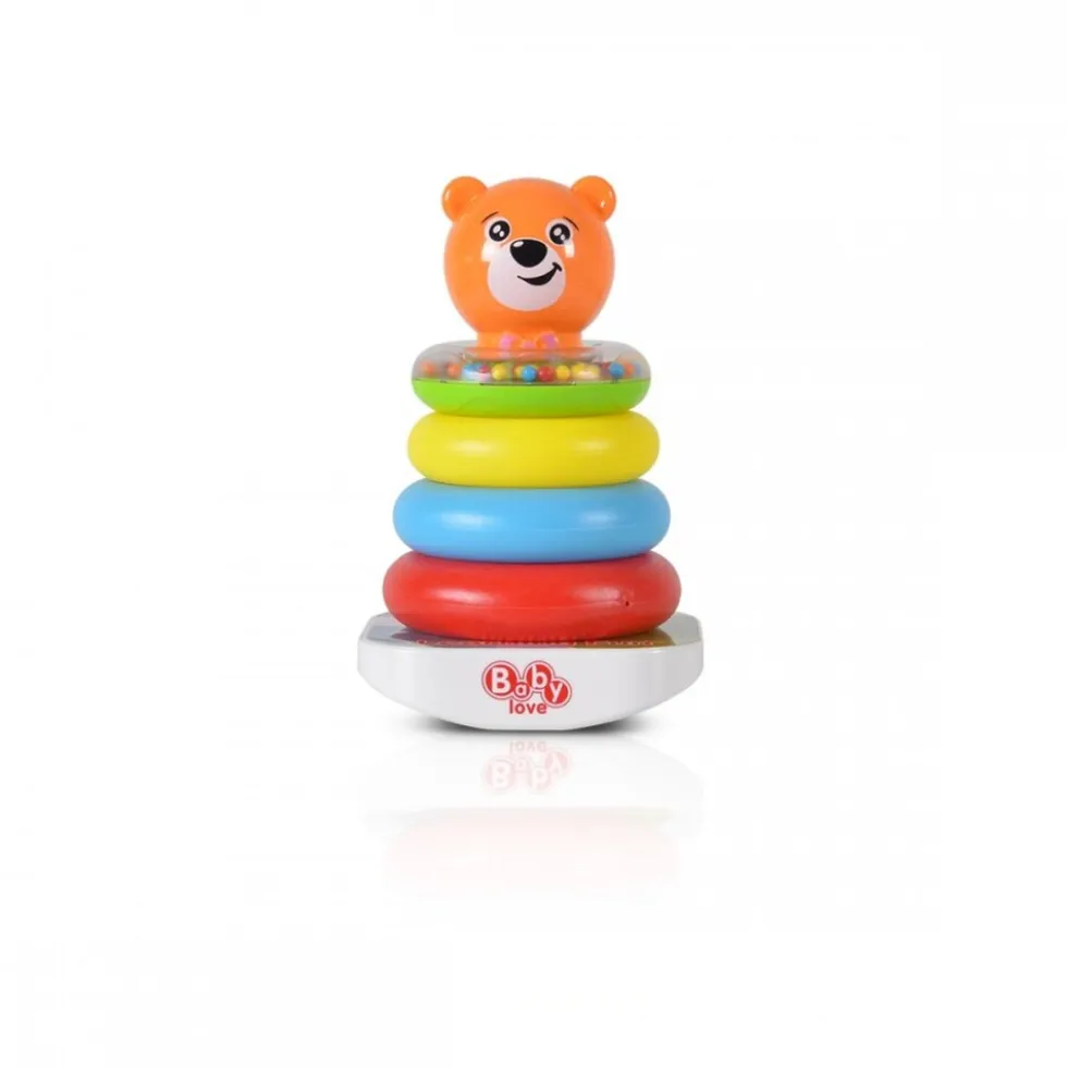 Moni Stapelturm 35785 Bär und Ringe, lustiger Stapelspaß, bunte Stapelpyramide