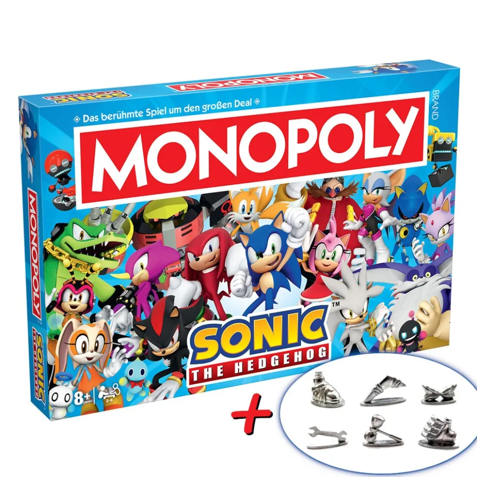 Monopoly - Sonic + 6 EXTRA Spielfiguren Gesellschaftsspiel Brettspiel Spiel