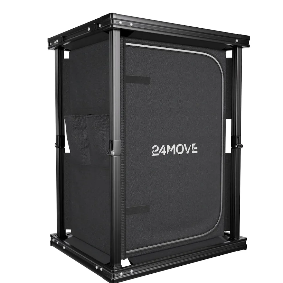 24MOVE® Campingküche BERGAMO faltbar, Aluminium Reiseküche mit Arbeitsplatte, Staufächern & stabilem Gestell für Camping