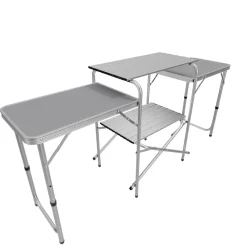24MOVE® Campingküche CAMPO faltbar, Alu Outdoorküche mit Arbeitsplatte und Staufächern inkl. Windschutz und Tragetasche