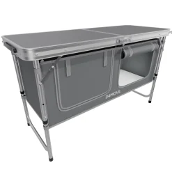 24MOVE® Campingküche PRAIA faltbar, Alu Outdoorküche mit Arbeitsplatte und Staufächern, höhenverstellbar