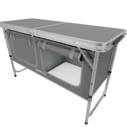 24MOVE® Campingküche PRAIA faltbar, Alu Outdoorküche mit Arbeitsplatte und Staufächern, höhenverstellbar