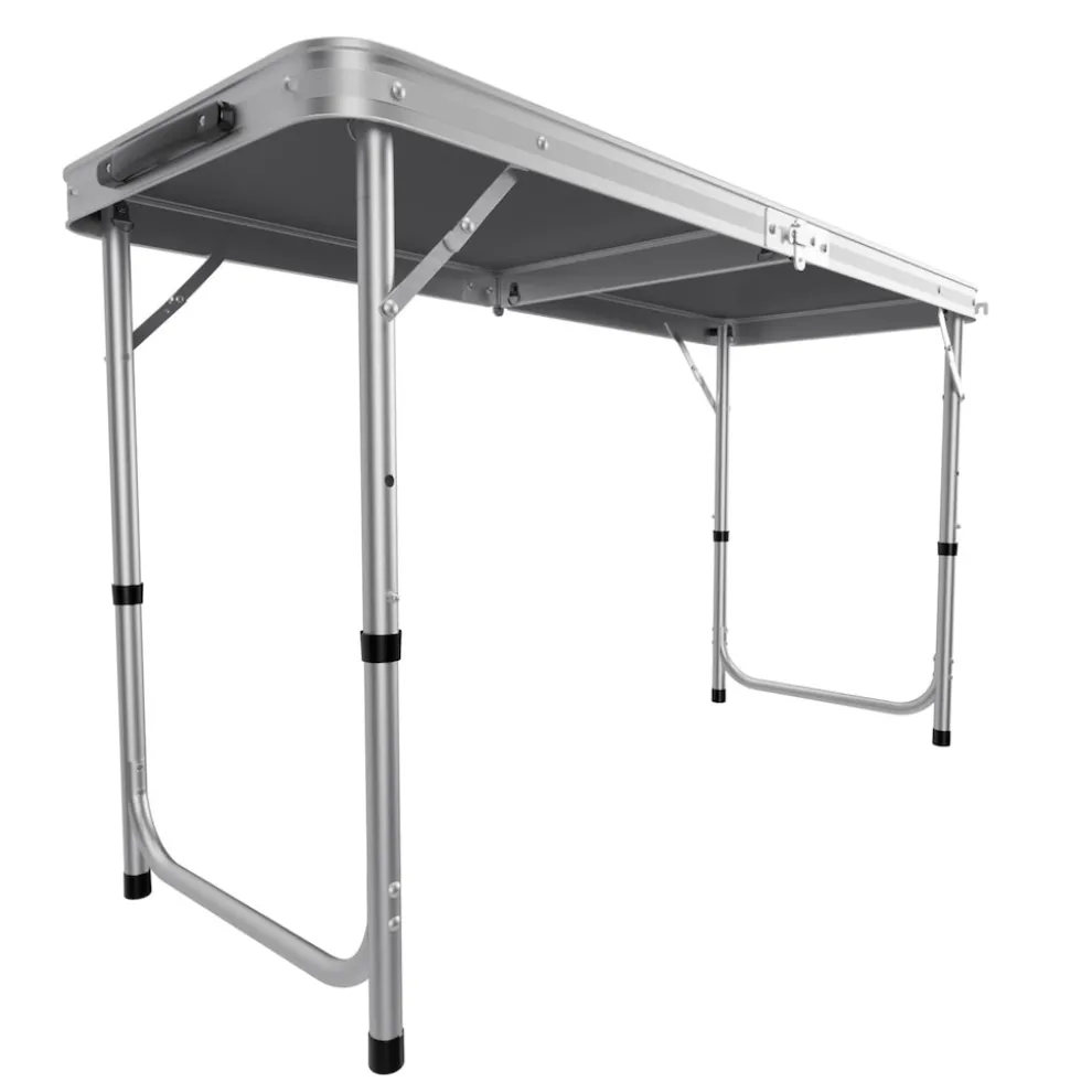 24MOVE® Campingküche PRAIA faltbar, höhenverstellbarer Campingschrank Alu Reiseküche mit Arbeitsplatte und Staufächern, Outdoor Camping, tragbar