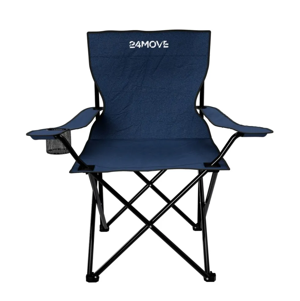 24MOVE® Campingstuhl Faltstuhl 2er Set, blau, mit Getränkehalter und Tragetasche Outdoor, faltbar max. 100kg, Angerstuhl, Klappstuhl
