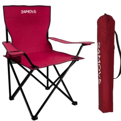 24MOVE® Campingstuhl Faltstuhl, schwarz, mit Getränkehalter und Tragetasche Outdoor, faltbar max. 100kg, Angerstuhl, Klappstuhl