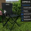 24MOVE® Campingstuhl Faltstuhl, schwarz, mit Getränkehalter und Tragetasche Outdoor, faltbar max. 100kg, Angerstuhl, Klappstuhl