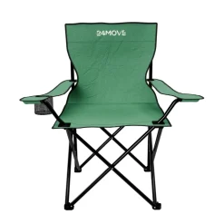24MOVE® Campingstuhl Faltstuhl, grün, mit Getränkehalter und Tragetasche Outdoor, faltbar max. 100kg, Anglerstuhl, Polyester