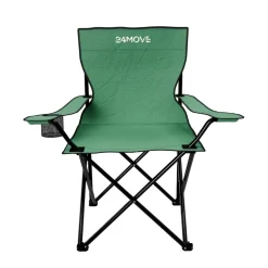 24MOVE® Campingstuhl Faltstuhl, grün, mit Getränkehalter und Tragetasche Outdoor, faltbar max. 100kg, Anglerstuhl, Polyester