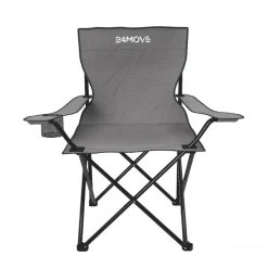 24MOVE® Campingstuhl Faltstuhl, grau, mit Getränkehalter und Tragetasche Outdoor, faltbar max. 100kg, Angerstuhl, Klappstuhl