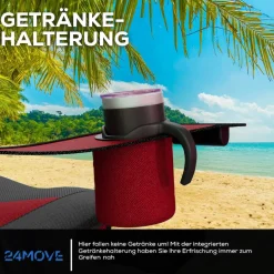 24MOVE® Campingstuhl Salvador faltbar Camping Klappstuhl gepolstert inkl. Tragetasche, bis 150kg belastbar, rot