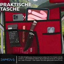 24MOVE® Campingstuhl Salvador faltbar Camping Klappstuhl gepolstert inkl. Tragetasche, bis 150kg belastbar, rot