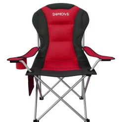 24MOVE® Campingstuhl Salvador faltbar Camping Klappstuhl gepolstert inkl. Tragetasche, bis 150kg belastbar, rot
