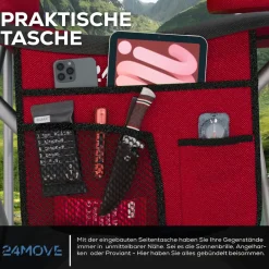 24MOVE® Campingstuhl Salvador faltbar Camping Klappstuhl gepolstert inkl. Tragetasche, bis 150kg belastbar, rot