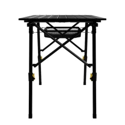 24MOVE® Campingtisch Klapptisch mit Aluminiumrahmen, Tischplatte aufrollbar, Falttisch klappbar, höhenverstellbar, inkl. Tragetasche - bis 30 kg, Anthrazitgrau
