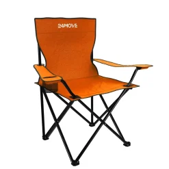 24MOVE® Faltstuhl orange Campingstuhl Anglerstuhl mit Getränkehalter - Anglersessel klappbar - Klappstuhl Gartenstuhl Faltstuhl Relaxsessel Campingsessel faltbar, Polyester, für draußen oder drinnen