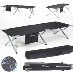 24MOVE® Feldbett Campingbett bis 180 kg In-und Outdoor Camping faltbar, inkl. Tragetasche für einfachen Transport