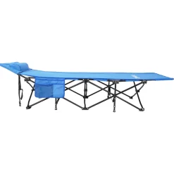 24MOVE® Feldbett Campingbett bis 150 kg In-und Outdoor Camping faltbar mit Seitentasche und Kissen