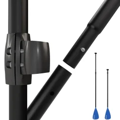 24MOVE® Paddel Einzelpaddel Stechpaddel für SUP Stand Up Board, Kajak, Leicht aus Aluminium 210cm, verstellbar blau