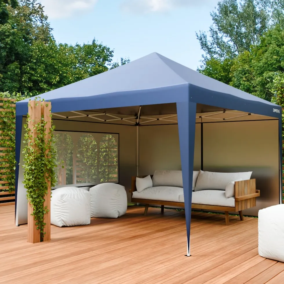 24MOVE® Pavillon Santos 3x3m Pop-Up UV-Schutz 50+ Wasserdicht & winterfest mit Tasche faltbar & stabil, für Camping & Garten Faltpavillon - Partyzelt Blaullon Faltpavillion SANTOS 3x3M Pop Up wasserdicht klappbar, blau