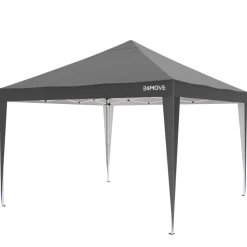 24MOVE® Pavillon Santos 3x3m Pop-Up UV-Schutz 50+ Wasserdicht & winterfest mit Tasche faltbar & stabil, für Camping & Garten Faltpavillon - Partyzelt Grau
