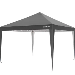 24MOVE® Pavillon Santos 3x3m Pop-Up UV-Schutz 50+ Wasserdicht & winterfest mit Tasche faltbar & stabil, für Camping & Garten Faltpavillon - Partyzelt Grau