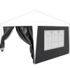 24MOVE® Pavillon Seitenteile 2er Set 2x3m mit Fenster & Reissverschluss, wasserdicht, grau - für Partyzelt, Festzelt, Festivals