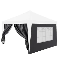 24MOVE® Pavillon Seitenteile 2er Set 2x3m mit Fenster & Reissverschluss, wasserdicht, grau - für Partyzelt, Festzelt, Festivals