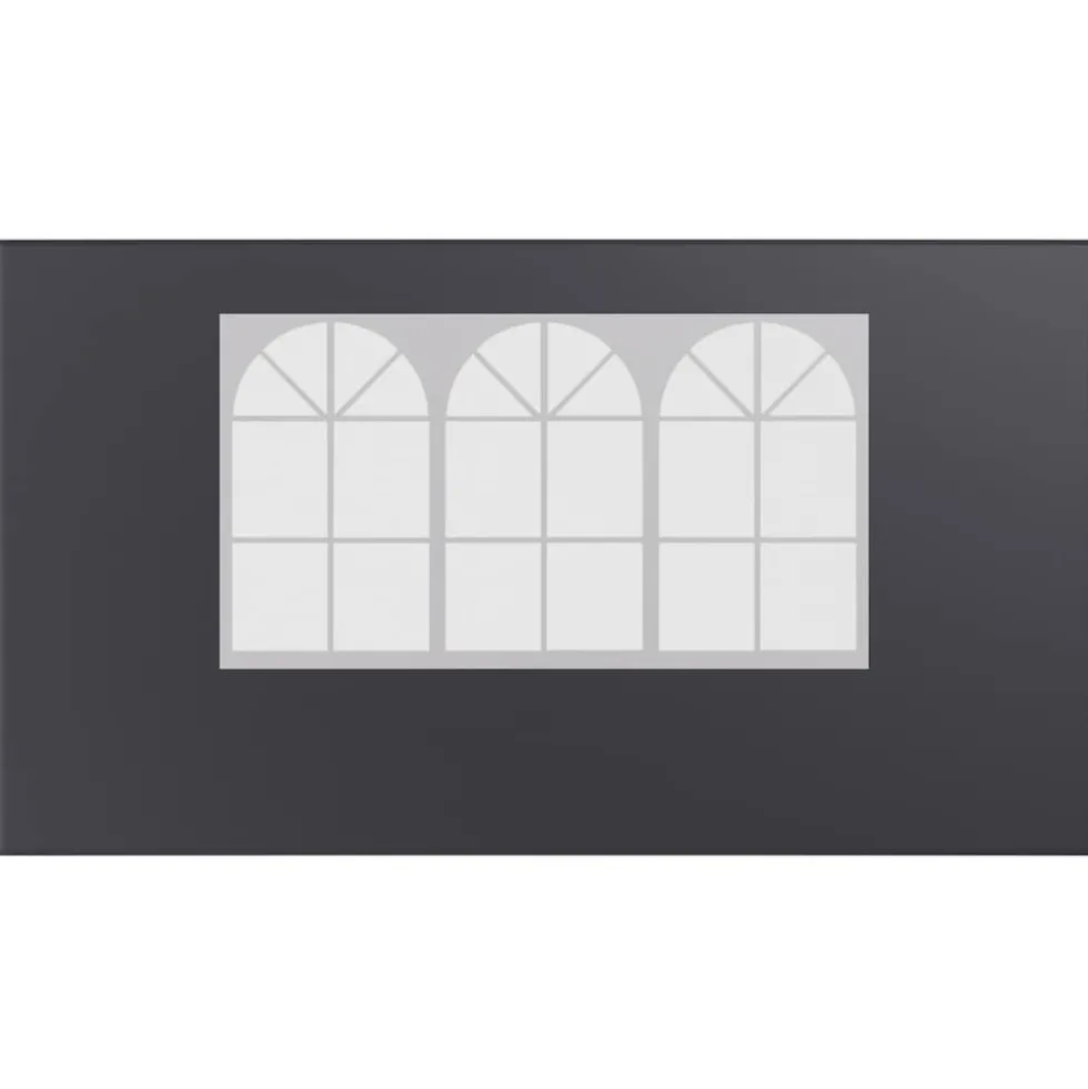 24MOVE® Pavillon Seitenteile 2er Set 2x3m mit Fenster & Reissverschluss, wasserdicht, grau - für Partyzelt, Festzelt, Festivals
