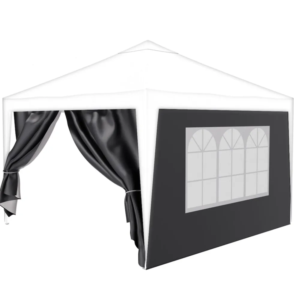 24MOVE® Pavillon Seitenteile 2er Set 2x3m mit Fenster & Reissverschluss, wasserdicht, grau - für Partyzelt, Festzelt, Festivals
