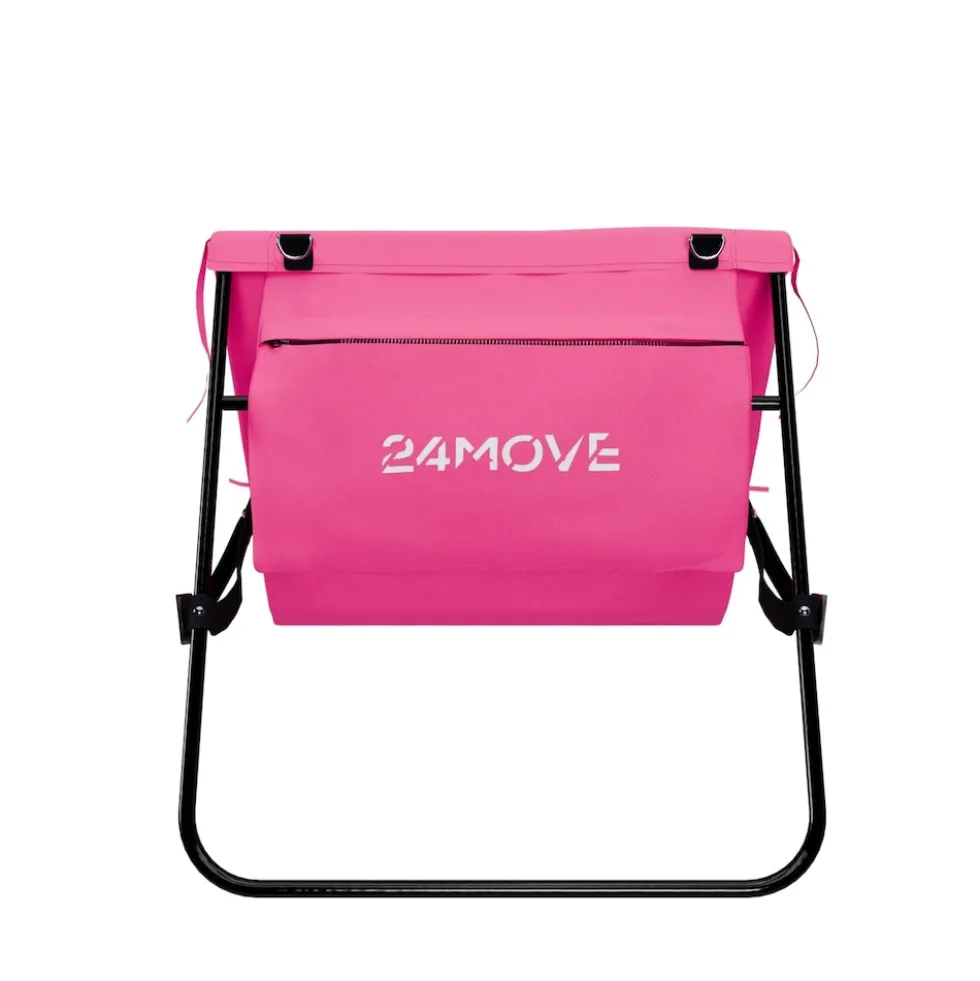 24MOVE® Strandmatte 1er Set klappbar mit Rückenlehne, Strandliege mit Gurt, tragbar für Strand und Garten, Liegematte rosa