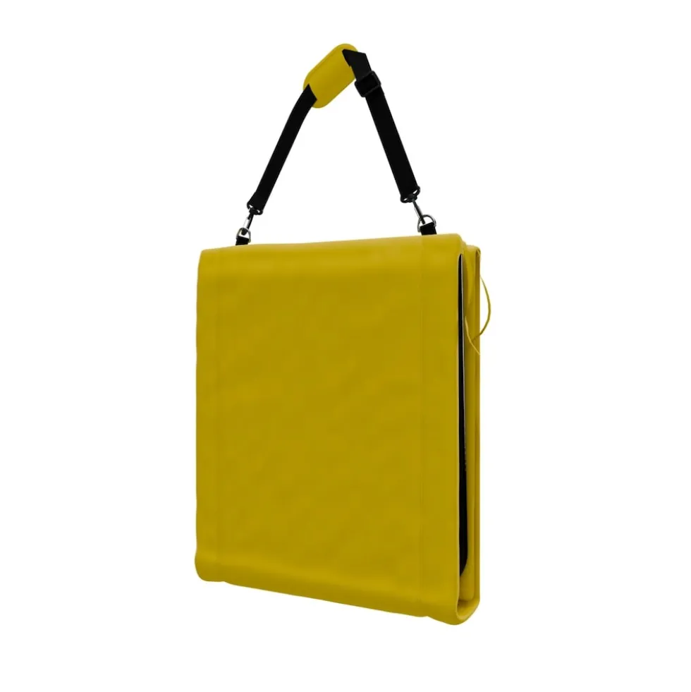 24MOVE® Strandmatte 1er Set klappbar mit Rückenlehne, Strandliege mit Gurt, tragbar für Strand und Garten, Liegematte gelb