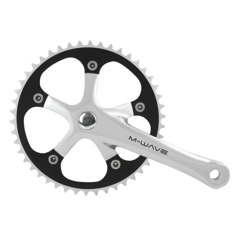M-Wave 1-fach Kurbelgarnitur Kurbel 44 46 Zähne 165 mm JIS Vierkant Tretkurbel Fahrradkurbel Kettenradgarnitur Singlespeed Fixie