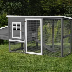 MyAnimal Hühnerstall für 4 Hühner MH-04 mit Eiablage, wasserabweisendes Dach, schutzimprägniert (Grau)