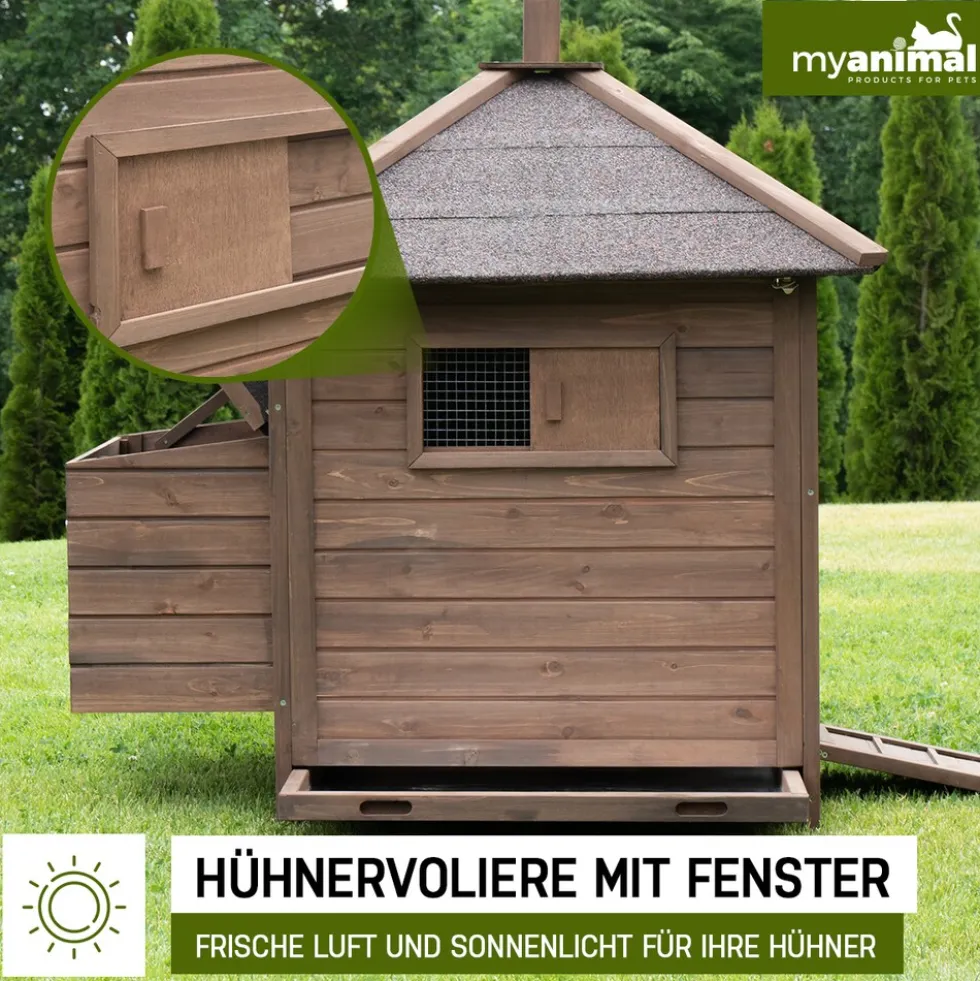 MyAnimal Hühnerstall für 3 Hühner MH-11 mit Nistkasten, Hühnerhaus schutzimprägniert, Dach abnehmbar