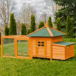 MyAnimal Hühnerstall für 3 Hühner MH-19 mit Auslauf, Hühnerhaus wetterfest imprägniert, Nistkasten (Braun 2.0)