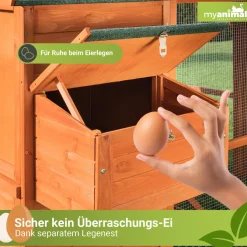 MyAnimal Hühnerstall groß für 7 Hühner MH-15, Hühnerhaus auf 2 qm², mit Auslauf, separates Legenest (Braun)