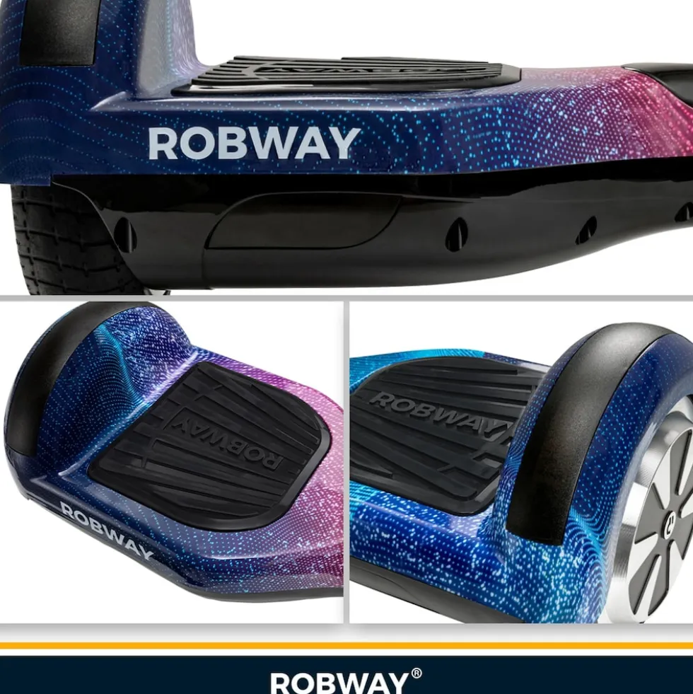 ROBWAY W1 Hoverboard für Erwachsene und Kinder, 6,5 Zoll, Self-Balance, Bluetooth, App, 700 Watt, LEDs (Space Blue 2.0)