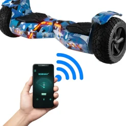 ROBWAY X2 Offroad-Hoverboard fürs Gelände, Erwachsene und Kinder, 8,5 Zoll, App, Bluetooth, 700 Watt (Navy Camo 2.0, Offroad)
