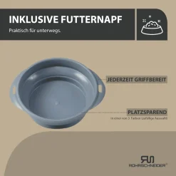 Rohrschneider Tierkissen Gr.3 Posterstoff Türkis + faltbarer Reisenapf