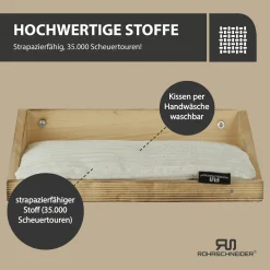 Rohrschneider Wandmulde geflammt+ Kissen mit Füllung Cord breit taupe