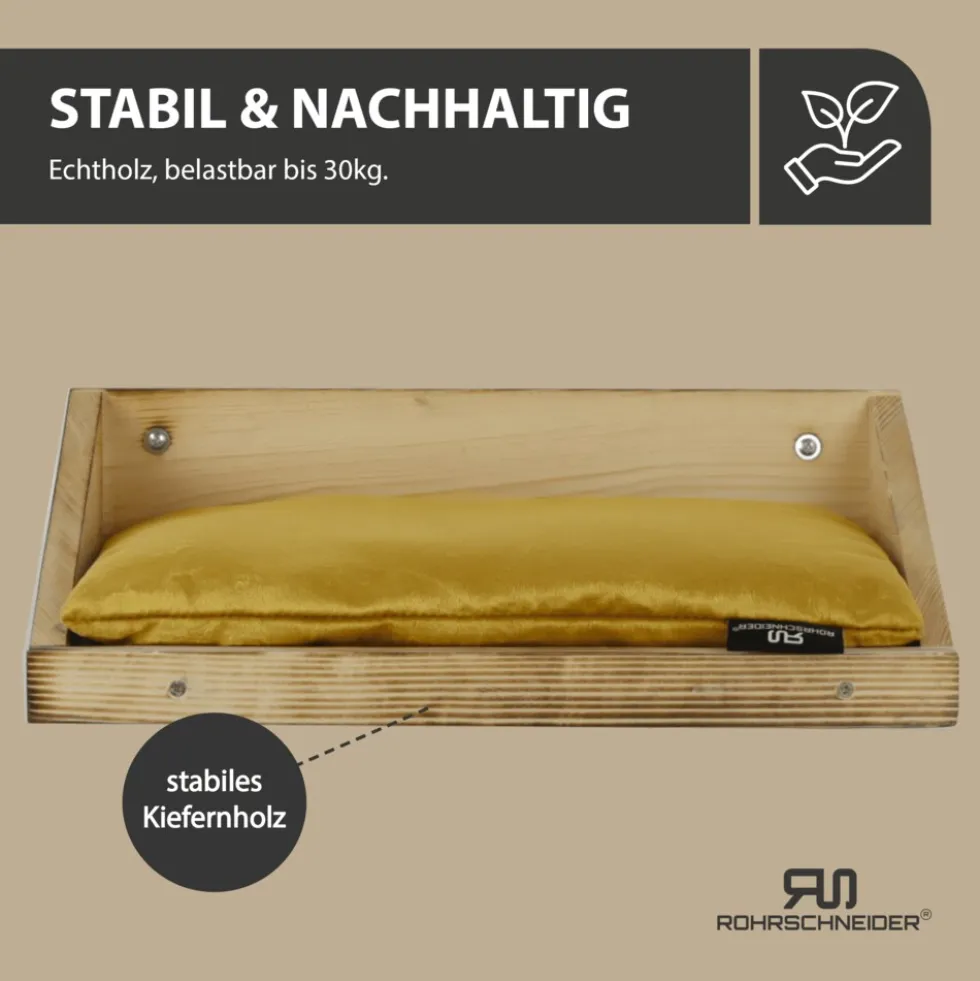 Rohrschneider Wandmulde geflammt + Kissen mit Füllung Samt fresh senf