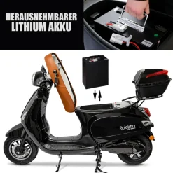Rolektro, Retro 45 E-Roller, Lithium, V.2021, Schwarz, 60V-27,5Ah Akku, 2000 Watt