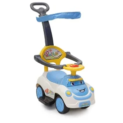 Rutschauto SMILE 3 in 1, Schubstange, Sonnendach, Fußstützen, Sicherheitsbügel blau