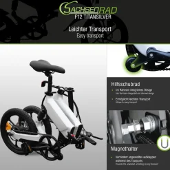 SachsenRAD E-Faltrad F12 Klapprad Ebike Elektrofahrrad Titansilber 16 Zoll