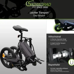 SachsenRAD E-Faltrad F12 Klapprad Ebike Elektrofahrrad Titansilber 16 Zoll